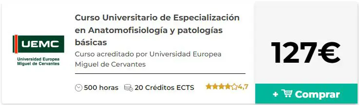 Curso Universitario de Anatomofisioloía y patologías para Auxiliar de Enfermería TCAE 20 créditos ECTS