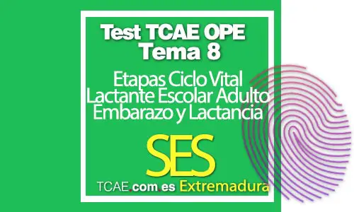 Test-TCAE-OPE-Auxiliar-de-Enfermería-Comunidad-Extremadura-SES-Etapas-Ciclo-Vital-Lactante-Escolar-Adulto-Embarazo-Lactancia-Tema-8